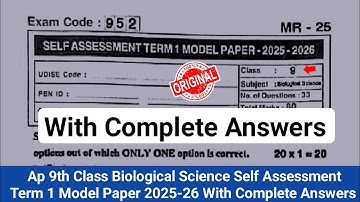 💯real Ap 9th biology Sa Term 1 model paper with answers 2025|9th biology Sa1 exam question paper 