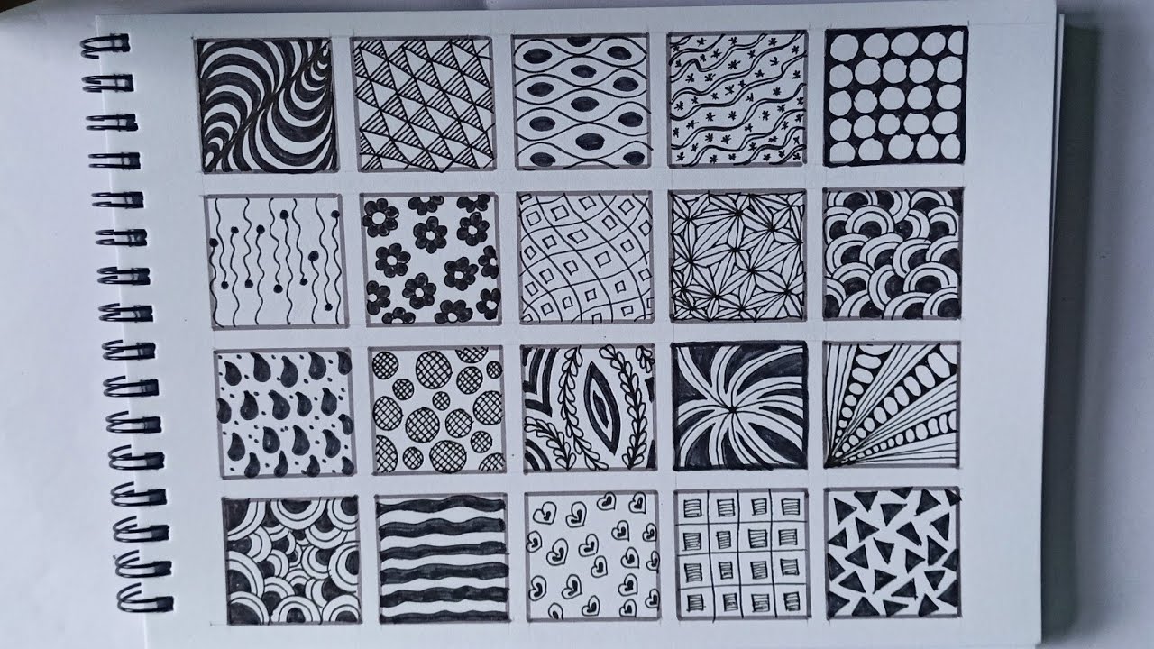20 zentangle patterns || doodle patterns #zendoodle #drawing - YouTube