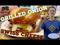 Grilled Onion &amp; Swiss Smash Burgers with Tomatillo Ketchup | Blackstone Griddle Recipe