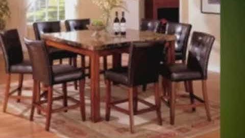 9pc Counter Height Dining Table & Stools Set Dark Brown Finish
