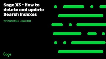 Sage X3 Support North America - How to Delete and Update Search Indexes