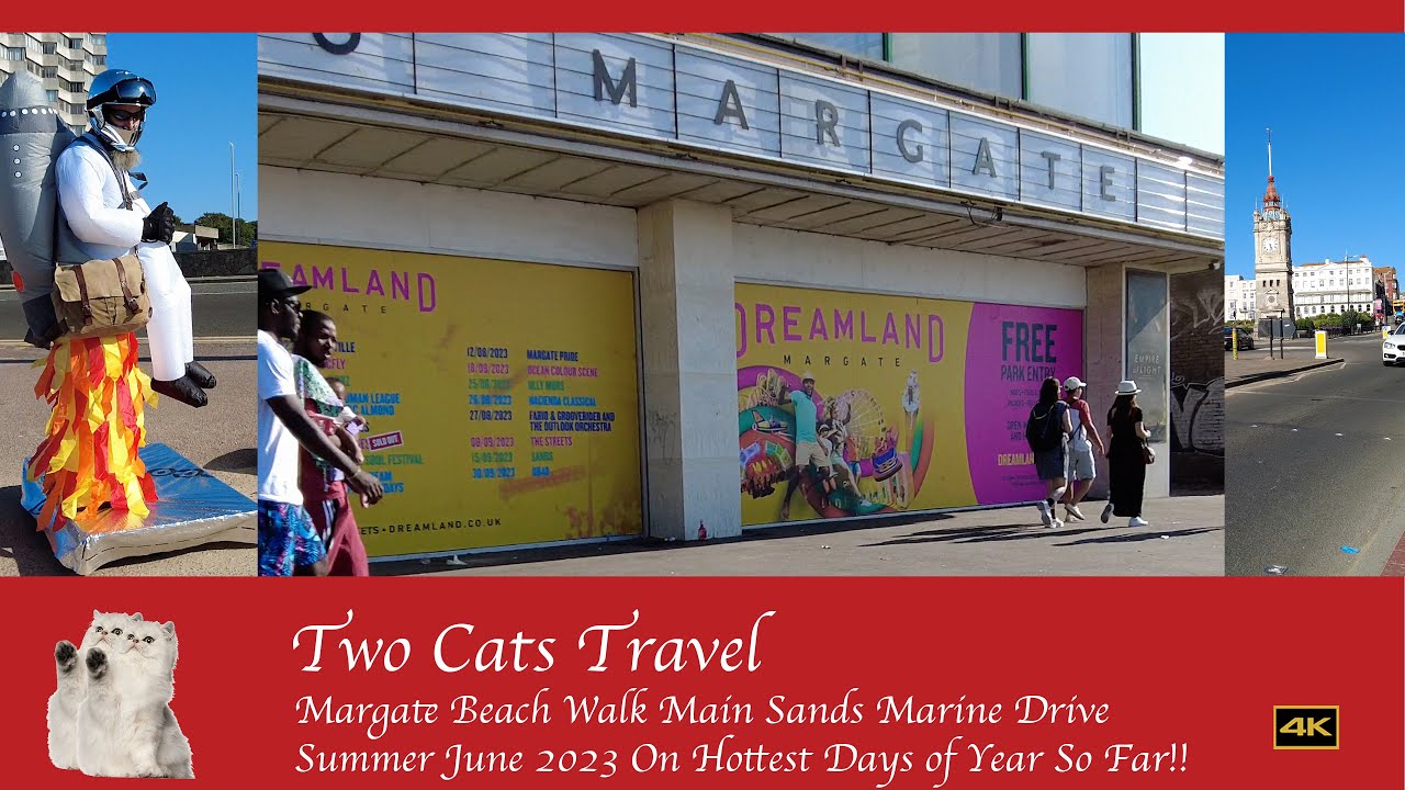 Margate Kent UK Main Sands Beach Walk In 4K Summer 2023