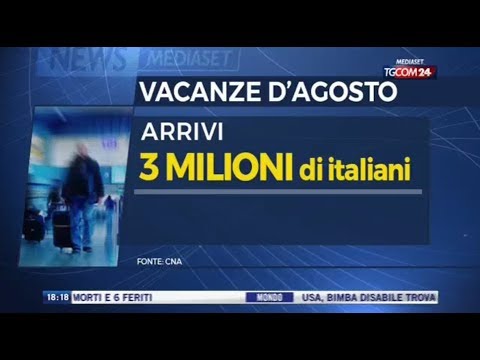 Tgcom 24 h 18.00. Indagine CNA Turismo: per Ferragosto previsto un aumento di presenze in Italia.