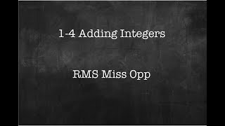 1-4 Adding Integers