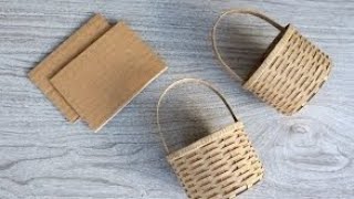 REALISTIC MINI BASKET FROM CARDBOARD \/ DIY Handmade Cardboard Craft \/ Best Display Ideas