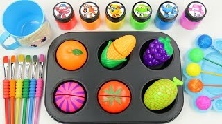 Oddly Satisfying l Magic 6 Fruit Toys FROM Glitter Lollipops Candy Sticks AND Paintin & Cutting ASMR