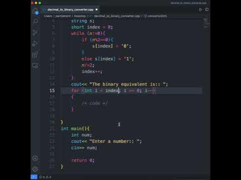 Convert Decimal Number To Binary Number Using C++ Program - YouTube image.