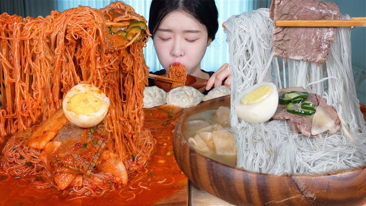 ASMR MUKBANG | 고기맛 찐~한 함흥냉면 ❤️ 물냉면 비빔냉면 손만두 먹방! Cold Noodles & Spicy Bibim Noodles & Mandu
