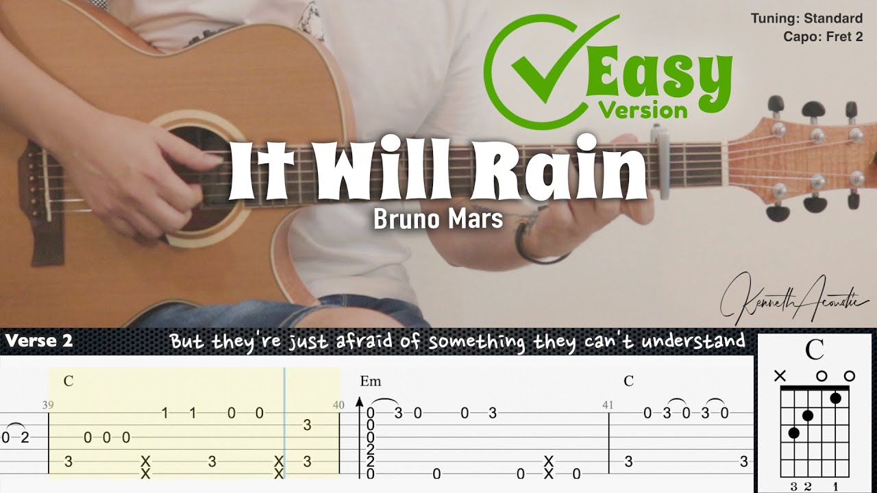 Bruno Mars - It Will Rain Fingerstyle Tabs Pdf