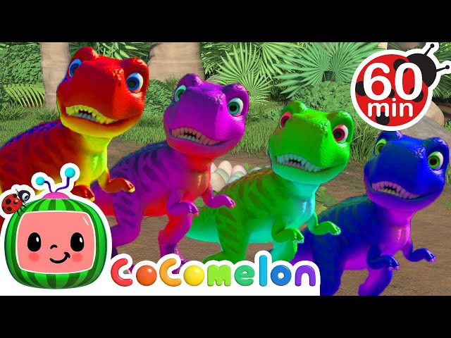 Rainbow Colors Dinosaur Song with Surprise Eggs | CoComelon Nursery Rhymes & Kids Songs class=