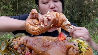 Huge size pork trotter & special items with king chilli|| northeast naga mukbang