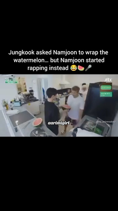 not namjoon rapping when jungkook asked him to wrap the watermelon😂😂#bts #jungkook #rm #shorts