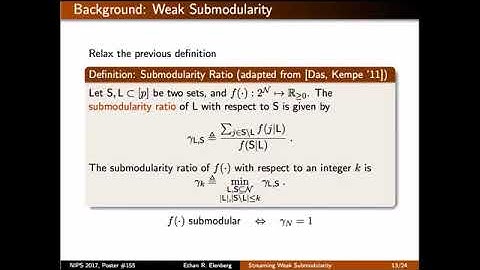 NIPS 2017 Oral Presentation - Streaming Weak Submodularity: Interpreting Neural Networks on the Fly