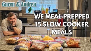 Meal Prepping 15 Slow Cooker Dinners with no duplicates for the Amazing Crockpot  A Vlog!