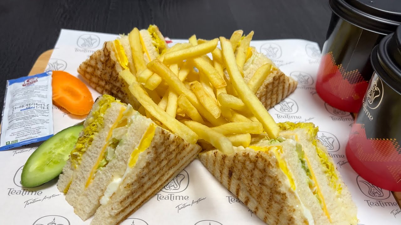 Tea Time Chicken Club Sandwich Karak Chai Tea Riyadh Saudi Arabia