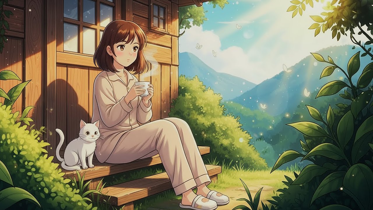 A Peaceful Winter Morning in My Tiny Mountain Cabin | Cozy Countryside Life | Ghibli-style video