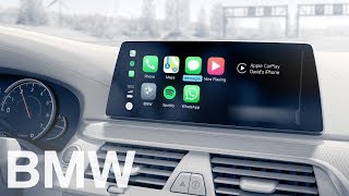 The bmw connecteddrive apple carplay enables you to access selected
apps like imessage, whatsapp, tunein, spotify and music, functions on
your appl...