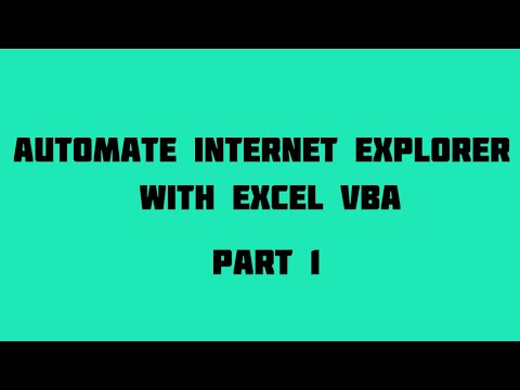 Automate Internet explorer with Excel VBA Part 1