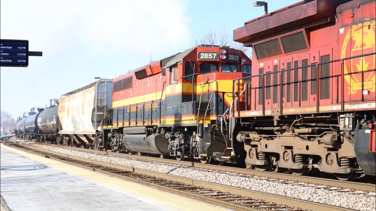 Kansas City Southern 2857 gp-38 trailing on a train at Elmwood Park IL
