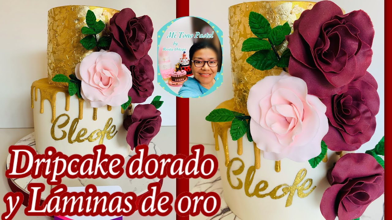 Dripcake Dorado y Láminas de Oro comestible ( Tutorial decoración)