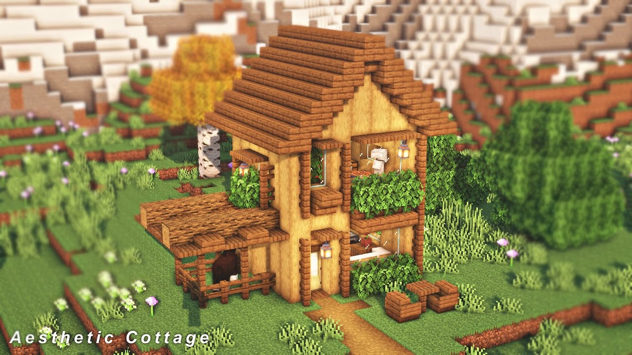 Minecraft | How to Build an Aesthetic Wooden Cottage - YouTube