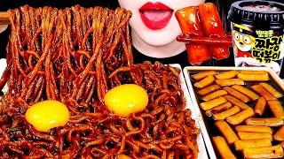 ASMR Black Bean Noodle Pororo Tteokbokki 짜파게티 뽀로로 떡볶이 먹방 Eating Sounds Mukbang ZOEY ASMR