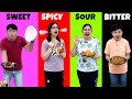 SWEET SPICY SOUR BITTER | Funny eating challenge with family | Aayu and Pihu Show