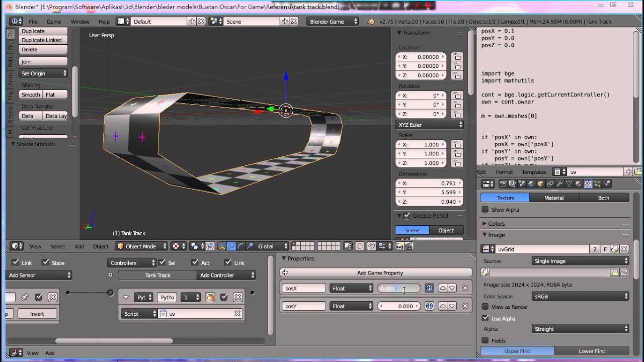 BGE Test low poly tank track basic movement - YouTube