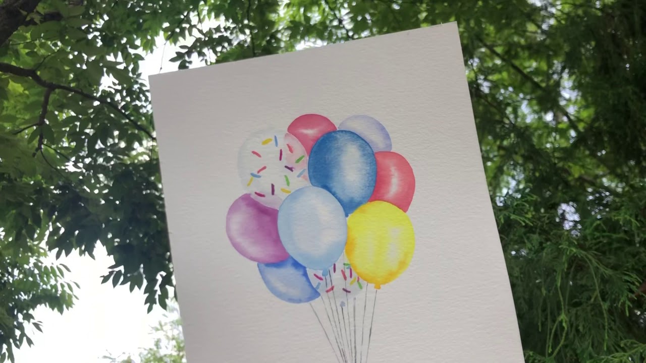 수채화로 풍선그리기 / How to paint Balloons with Watercolor / 저랑 같이 그려요 :) - YouTube
