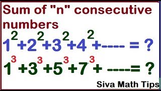 Sum of “ n” consecutive numbers of natural, even and odd |  square and cube of natural, even and odd