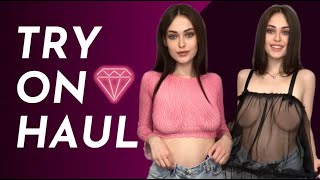 [4K] Transparent Clothes | Try on Haul with Monica | See-Through Fabric & No Bra Trend