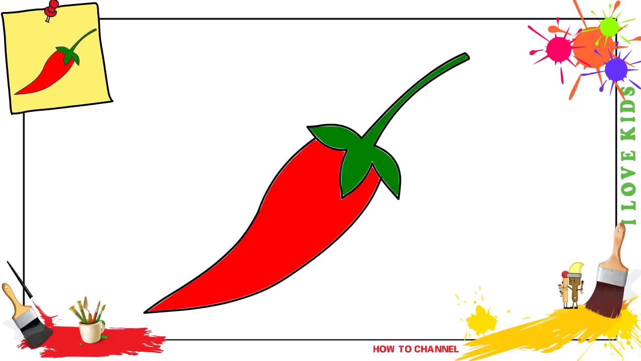 How to draw a chili pepper EASY step by step for kids, beginners