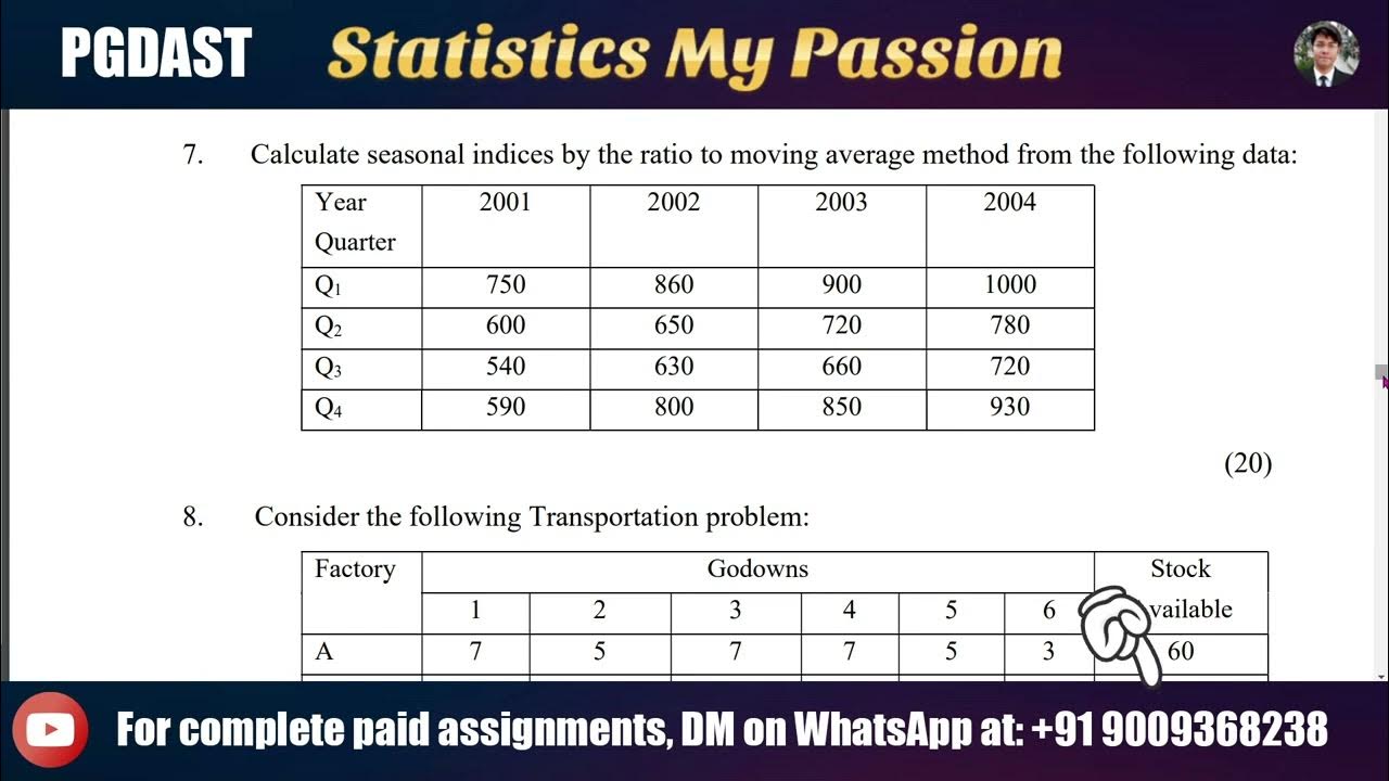 PGDAST 2024.Calculate seasonal indices by the ratio to moving average