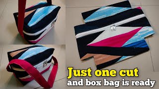 Super easy - Lunch box bag/ PICNIC BAG making at home/ handbag/ bag cutting and stitching/ box pouch