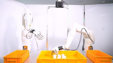 Dual-arm robot picking random parts with 3D robot vision
