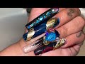 Watch me do my nails | XXL STRAIGHT C CURVE TIPS | SNAKE PRINT TRANSFER FOIL | BLING APPLICATION