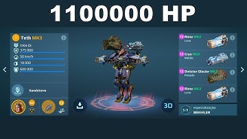 War Robots Gameplay 76 - Teth 1100000 HP - 14 kill - Cryo - Rime - Glacier (Unstable Conduit)