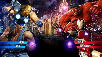 Thanos & Ryu vs Red Hulk & Iron Man (Very Hard) Marvel vs Capcom | 4K UHD Gameplay