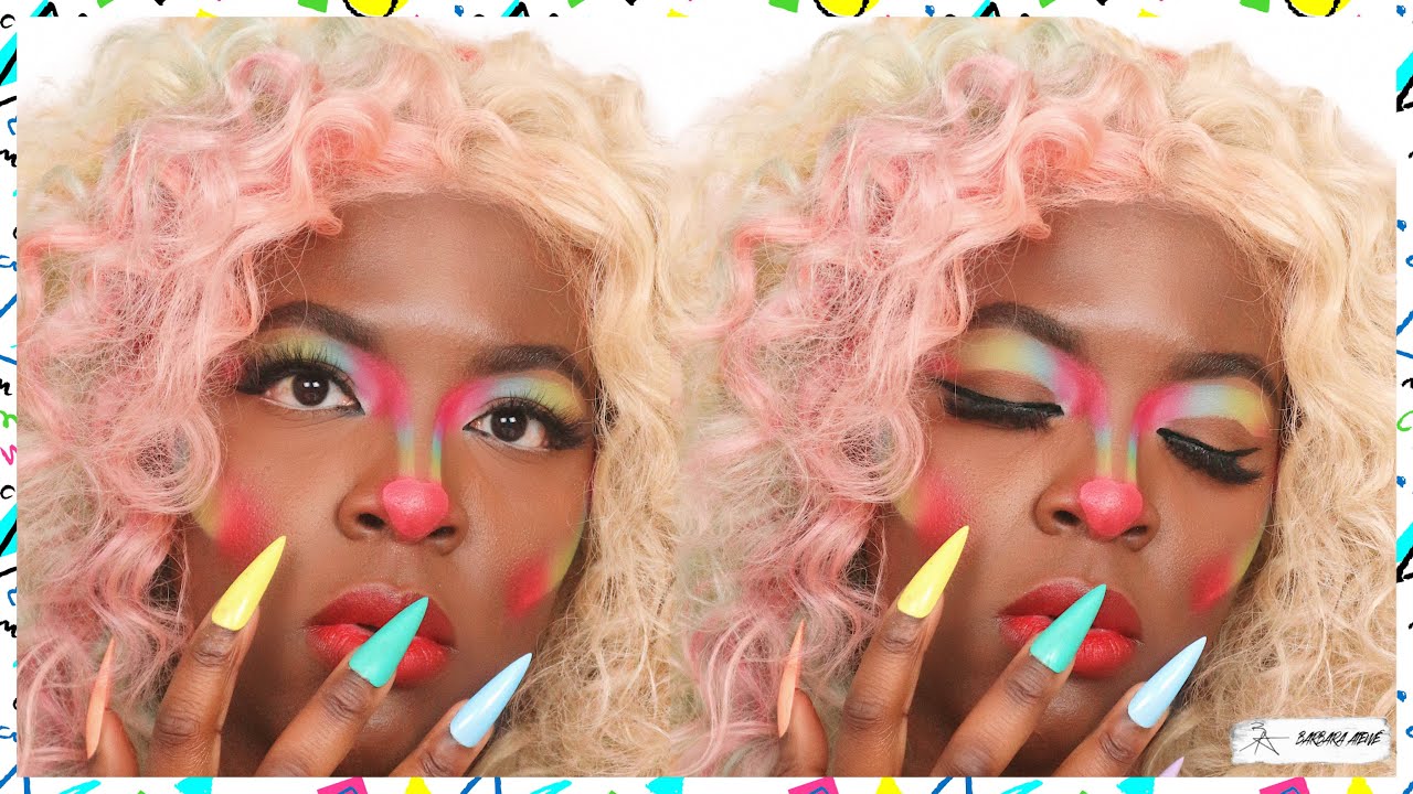 PASTEL CLOWN HAIR & MAKEUP HALLOWEEN TUTORIAL | Barbara Atewe
