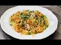 Receta de spaghetti  con camarones y salsa de ajos