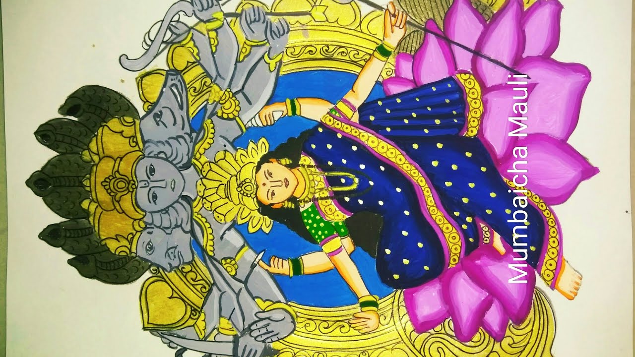 Navratri And Durgashtami Special Drawing Of Maa Ambe Youtube