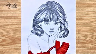 Drawing Tutorial || How To Draw A Girl Wearing Beautiful Dress | Pencil Drawing