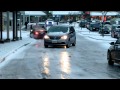 Ice rain in Canada, car stuck and slip after ice rain