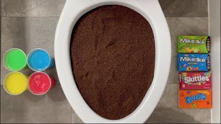 MOST POPULAR FOOD FOR ASMR RAINBOW M&M'S, SKITTLES, CANDY, COFFEE, RAINBOW FOOD TOILET MUKBANG