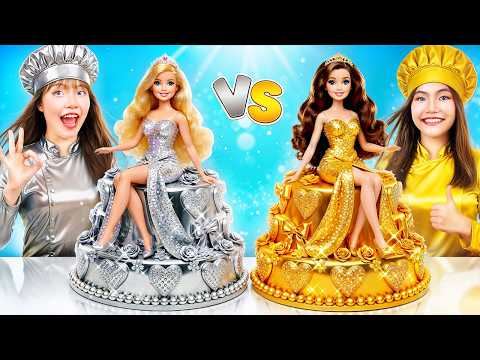 Gold Girl Vs Silver Girl Doll Cake Decoration Challenge! I Made A