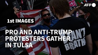 Protesters pro and anti-Trump gather outside rally venue in Tulsa | AFP