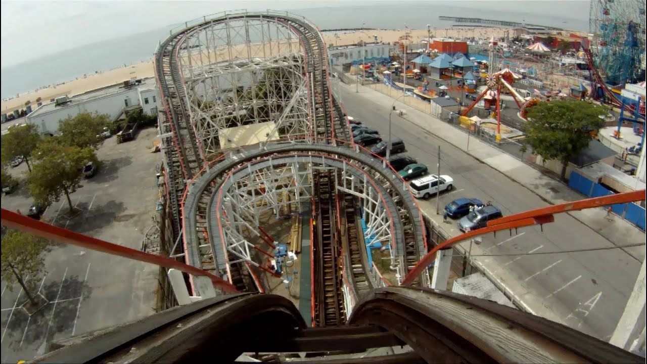 Coney Island Cyclone Roller Coaster POV Front Seat New York City - YouTube