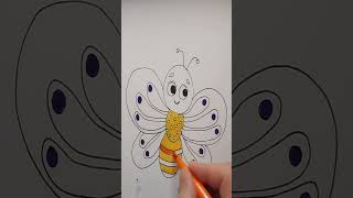 Sevimli Kelebek Çiziyoruz. Mutlu Resim.