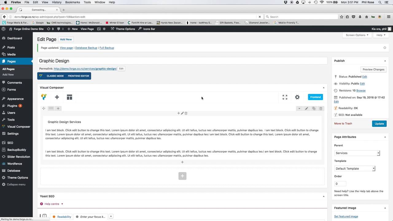 Forge WordPress Website Tutorial - Adding Content To Pages - YouTube
