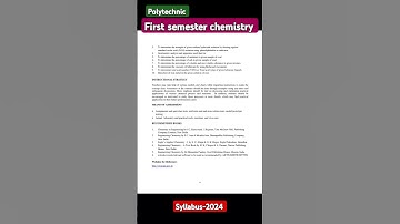 Polytechnic First semester  chemistry  syllabus-2024  #chemistrystructureo #chemistry